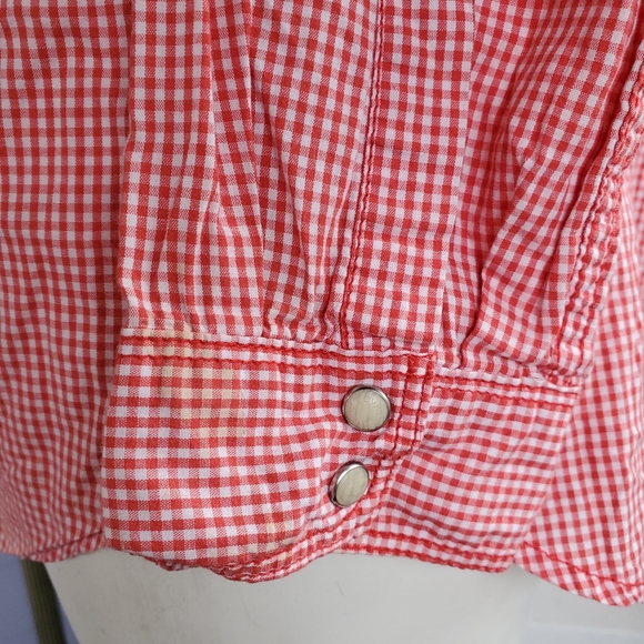 Levi's 100% Cotton Red White Gingham Checked Longsleeved Shirt / Gender Neutral - Picture 9 of 9